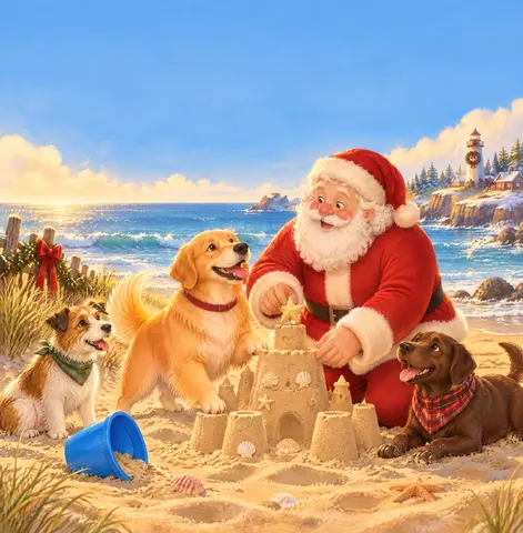 Cover of winstons first time at the beach, picture book by P J Baker