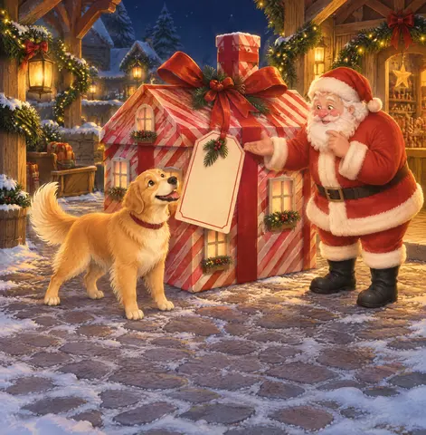 The cottage had a gigantic gift tag.