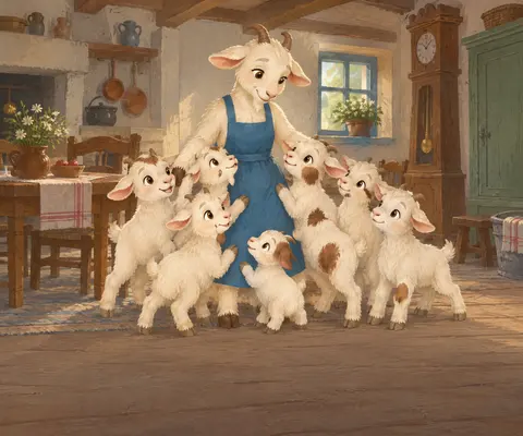 Il était une fois une chèvre qui avait sept chevreaux. Elle les aimait comme une mère sait aimer ses enfants.