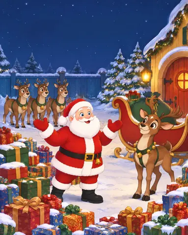 Des cadeaux jusque sur les bottes ! Le Père Noël s’exclame : « Tout livrer avant le réveil des enfants ? Au travail ! »