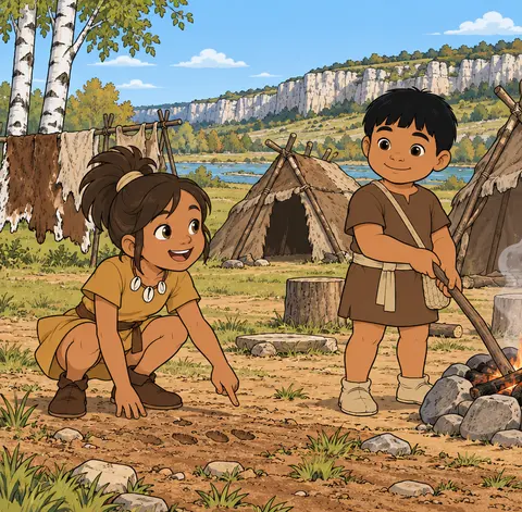 Le camp des bouleaux. Où est cette lanière ? Tao, regarde ces taches !