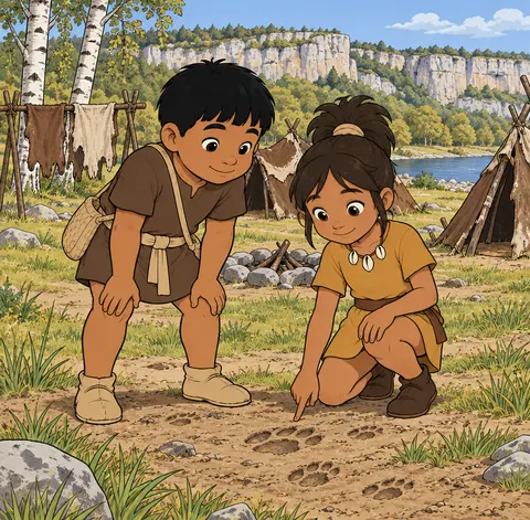 Le camp des bouleaux. Où est cette lanière ? Tao, regarde ces taches !