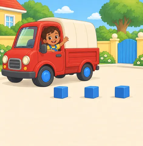 Then he picked up 3 blue blocks.
