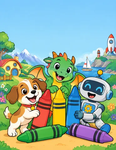 Cover of Giggles, Gears, and Dragon Ears, kids' coloring book by Bhanu Krishna Gollapudi