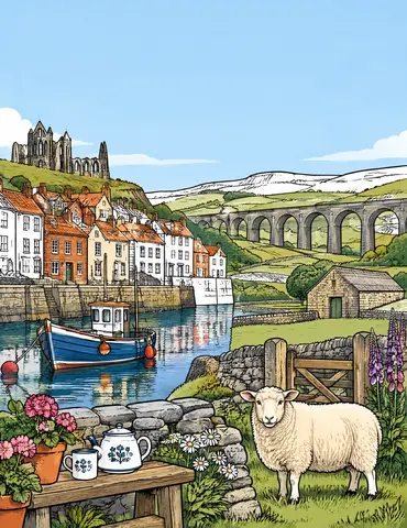 Cover of Little British Escapes: Yorkshire, adult coloring book by Little Escapes Studio