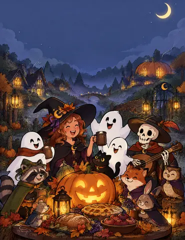 Cover of The Hollow's Hidden Halloween, adult coloring book by Randolf Riche
