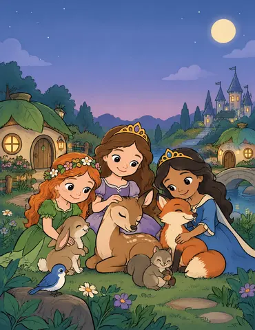 Cover of Woodland Princesses and Their Animal Friends, a kids' coloring book by Gora B Dieng