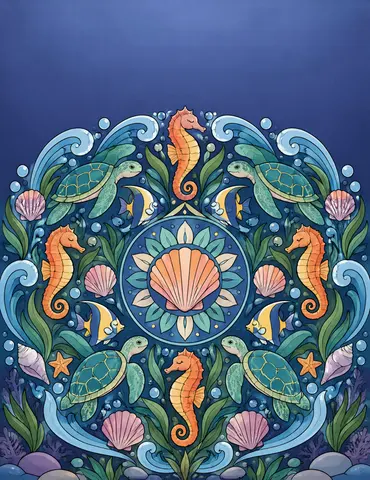 Cover of Ocean Currents: Mandalas to Color, adult coloring book by neki