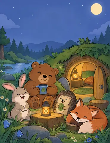 Cover of Cozy Woodland Hideaways, kids' coloring book by J G