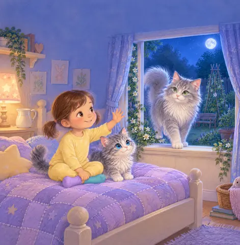 A meow slips into their bedtime.