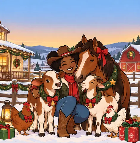 Cover of Cowgirl Christmas at the Ranch, adult coloring book by Josephine Thomas