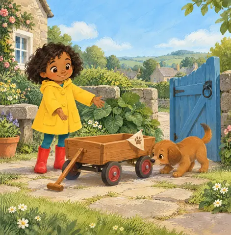 Violet’s wagon was ready to roll beside her puppy, Treacle.