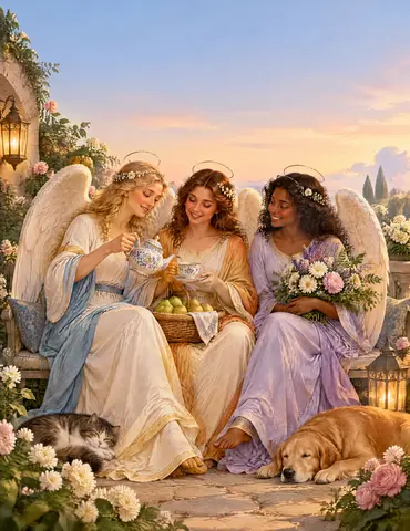 Cover of Angels Among Small Comforts, adult coloring book by Tracy Evans