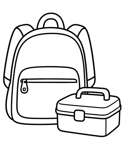 Ready for School Color the backpack and lunchbox.