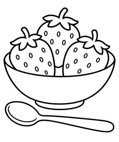 Breakfast Bowl Color the bowl, berries, and spoon.