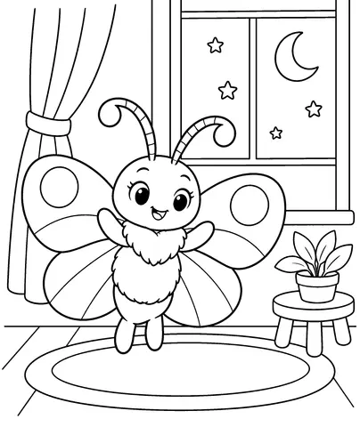 Meet Mim Color Mim and the stars outside.
