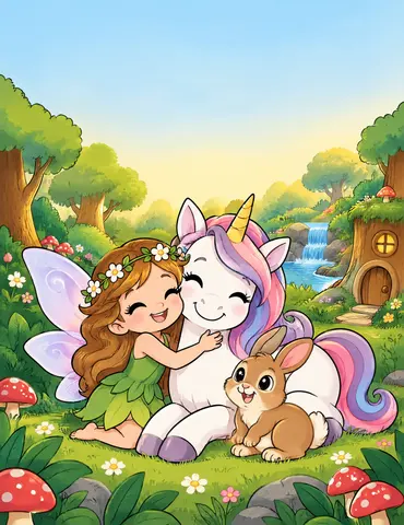 Cover of La forêt des fées et des licornes, kids' coloring book by francisco