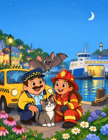 Cover of While the Town Sleeps, kids' coloring book by K. L. Hugg