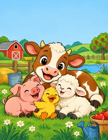 Cover of Farmyard Doodles, kids' coloring book by YEVHENII YURCHENKO
