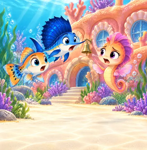 At school that morning, their classmate Starla the Seahorse swirled around and cried, “My backpack is gone!
