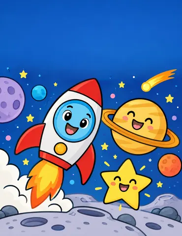 Cover of Fusées, planètes et étoiles à colorier, a kids' coloring book by Delphine WOLF