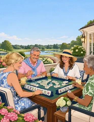 Cover of Mahjong at the Country Club, an adult coloring book by Mike MIller