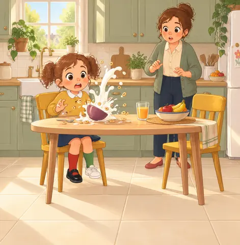 SPLASH! Milk went everywhere. It went on the table. It went on the floor.