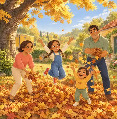 Le moment le plus magique, c’était en automne. Le vieux chêne du jardin laissait tomber des milliers de feuilles dorées…