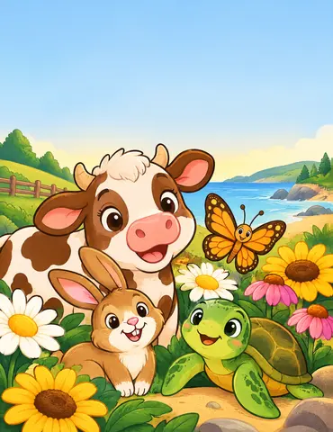 Cover of Hooves, Paws, Fins, and Friends, kids' coloring book by Miks