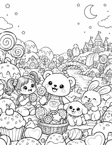 Cover of Little bear magical candy adventure, kids' coloring book by Supanudcha Chaiwan