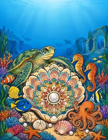Cover of The Ocean’s Hidden Circles, adult coloring book by Miranda Castro