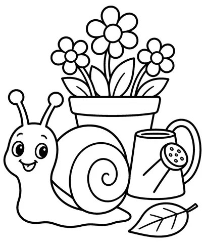 Garden Snail Circle the snail beside the flowerpot.