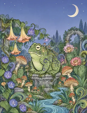 Cover of A Hallucinogenic Garden, adult coloring book by M.F. Storms