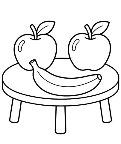 Apples and Banana Colour the apples and the banana.