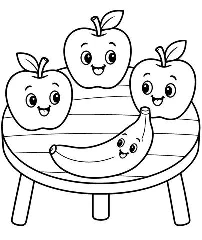 Apples and Banana Colour the apples and the banana.