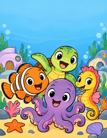 Cover of Bubbles, Wiggles, and Underwater Giggles, kids' coloring book by Dharshika Sri