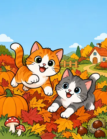 Cover of Gattini Tra Le Foglie D’Autunno, kids' coloring book by Simone D'Onofrio