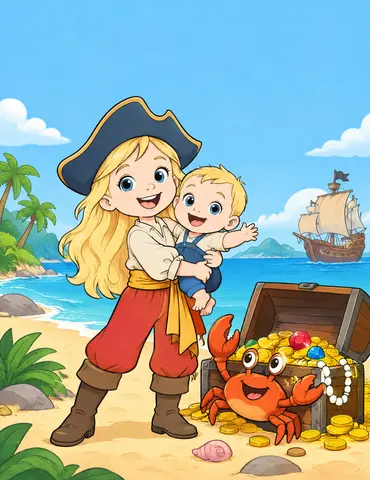 Cover of Pearl and Captain Haze’s Pirate Adventure, kids' coloring book by Pirate Gramma