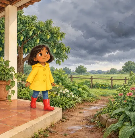 Once upon a time, Mananya thought, "It’s going to rain!"