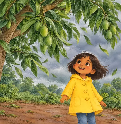 The tree leaves were dancing. "Rustle, rustle!" they sang.