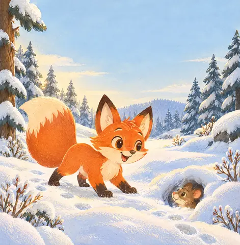Cover of Rubis et le cache-cache dans la neige, picture book by Sussurri della Natura