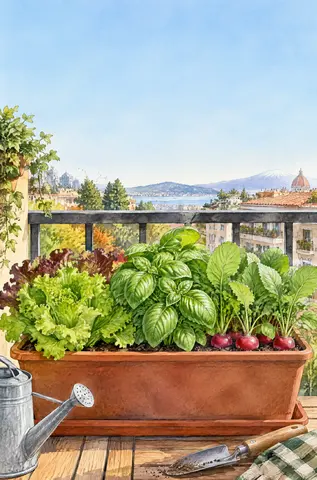 Cover of Balcony Vegetable Gardening for Beginners, a non-fiction guide by Deco Vibes