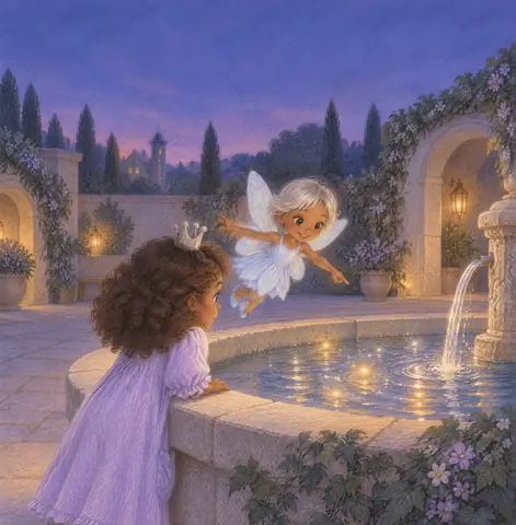 Something sparkled just beyond the fountain's rim.