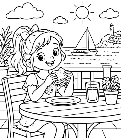 Seaside Snacks Color the boat, then listen for a splash or clink.