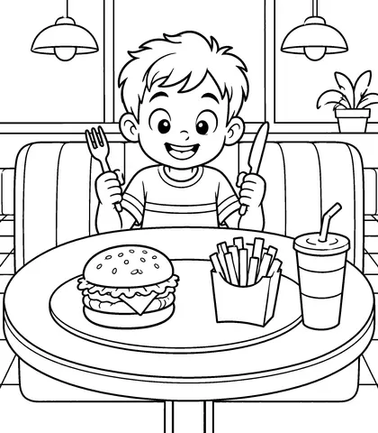 Diner Lunch Color lunch, then look nearby for a cup.