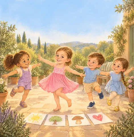Cover of La danse aux quatre dessins, picture book by Deborah Meschke