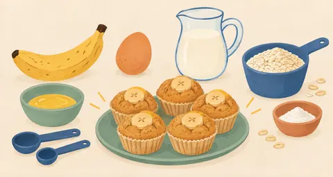 MINI BANANA MUFFINS Soft and tasty muffins for little hands! INGREDIENTS 1 ripe banana 1 egg ⅓ cup milk 1 cup oat flour 1…