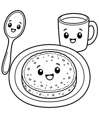 Desayuno redondito Busca la cuchara y colorea tu desayuno.