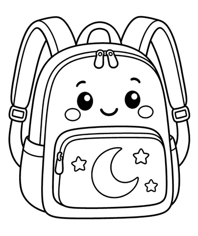 Mochila aventurera Colorea la mochila y su luna.
