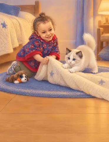 Brady folded the quilt; Snowball’s paws made their boat go flump.